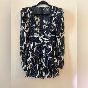 Fashion Nova Black and White Abstract Jumpsuit